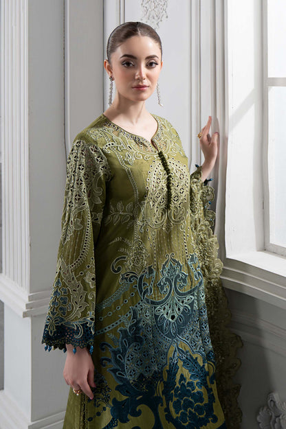 3 Piece Embroidered Paper Cotton Suit | DS-2501-A