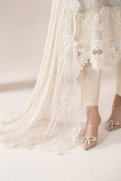 3 Piece Embroidered Organza Suit | ELS-25-09
