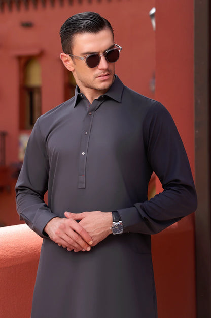 Dark Grey Wash & Wear Shalwar Kameez