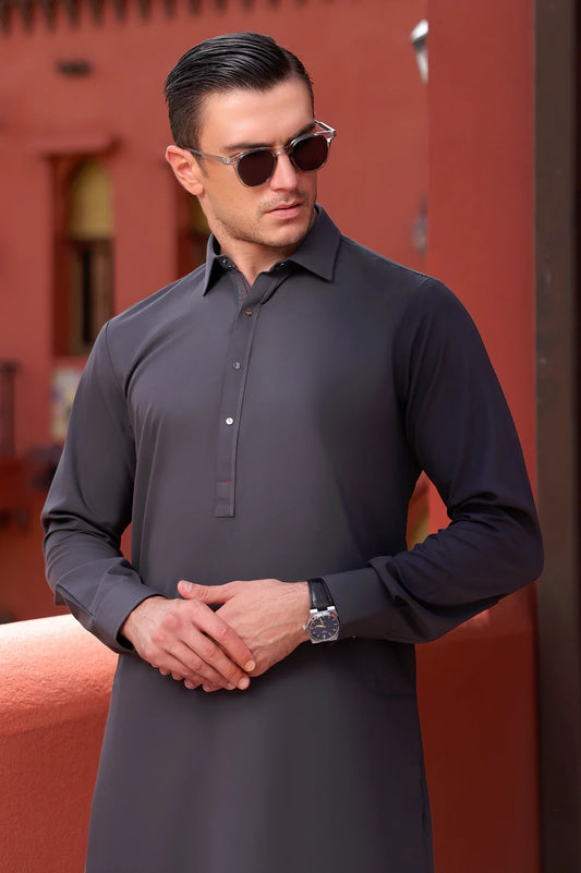 Dark Grey Wash & Wear Shalwar Kameez