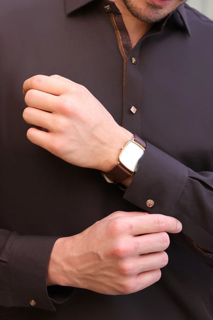 Coffee Brown Wash & Wear Shalwar Kameez