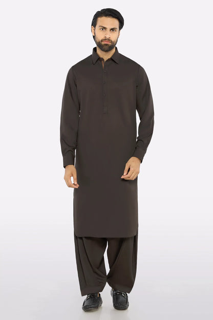Coffee Brown Wash & Wear Shalwar Kameez