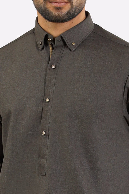 Dark Brown Wash & Wear Shalwar Kameez