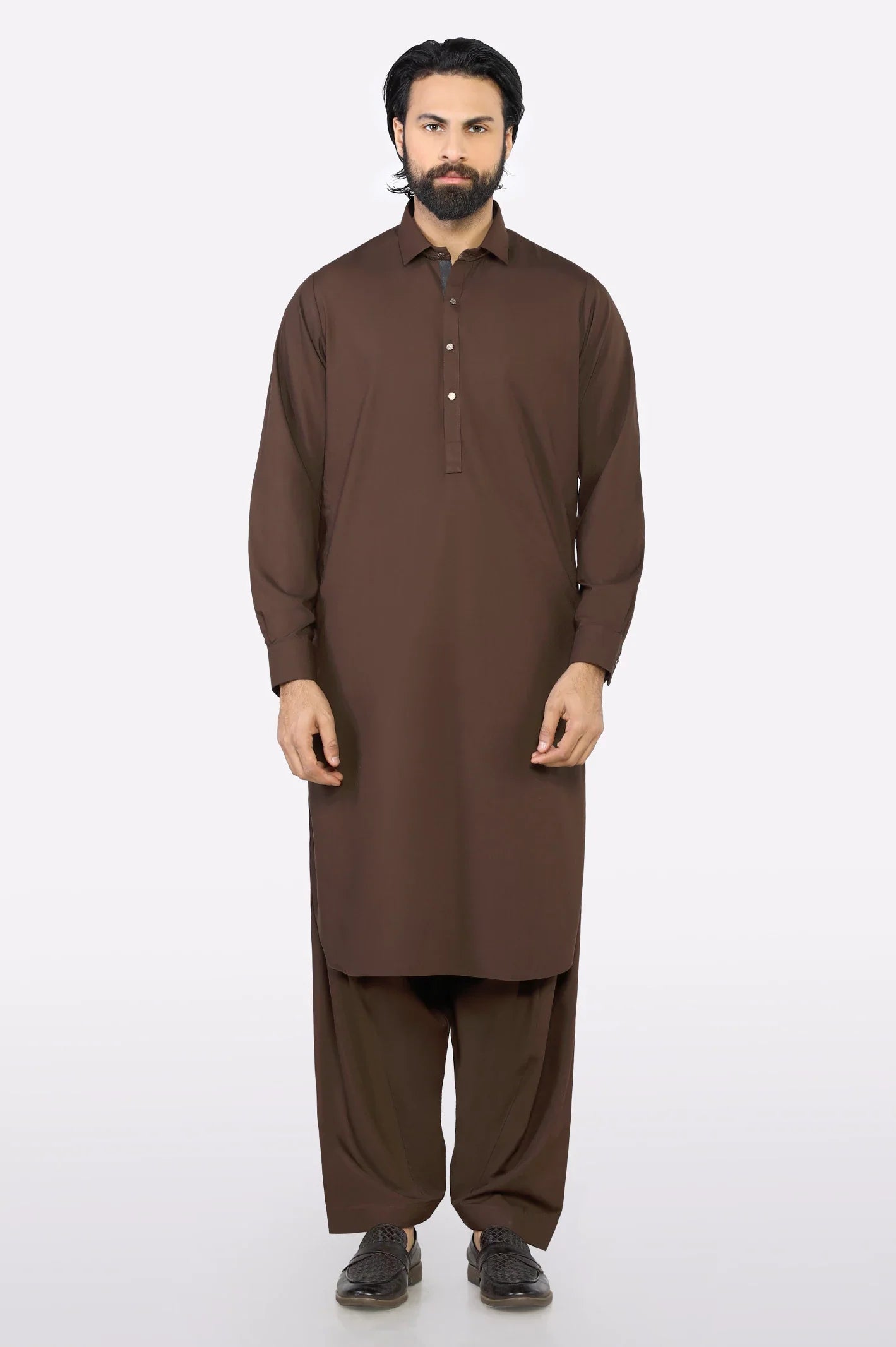 Brown Wash & Wear Shalwar Kameez