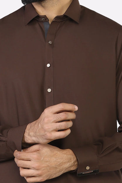 Brown Wash & Wear Shalwar Kameez