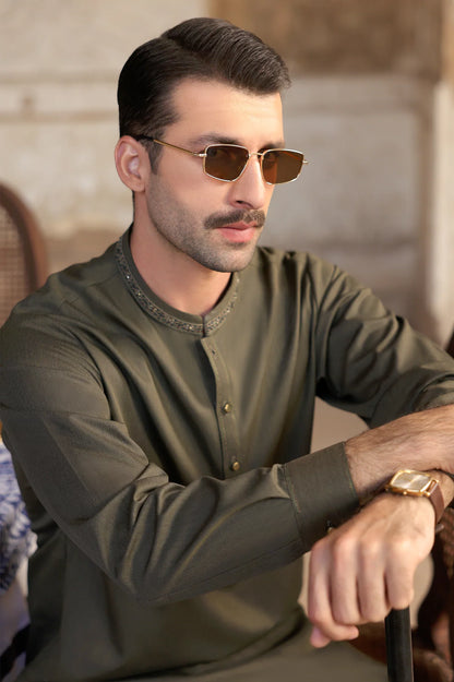 Dark Green Wash & Wear Shalwar Kameez