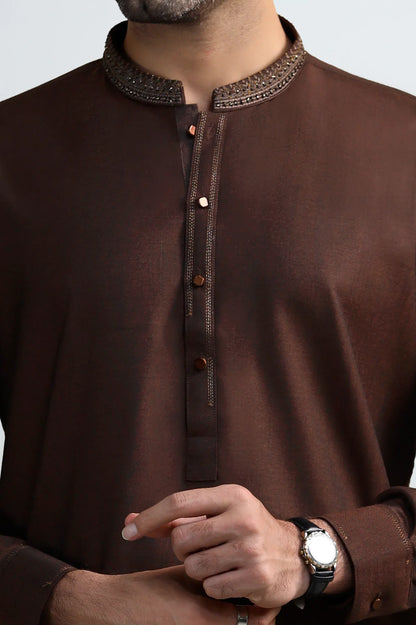 Rust Wash & Wear Shalwar Kameez