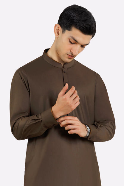 Dark Brown Wash & Wear Shalwar Kameez