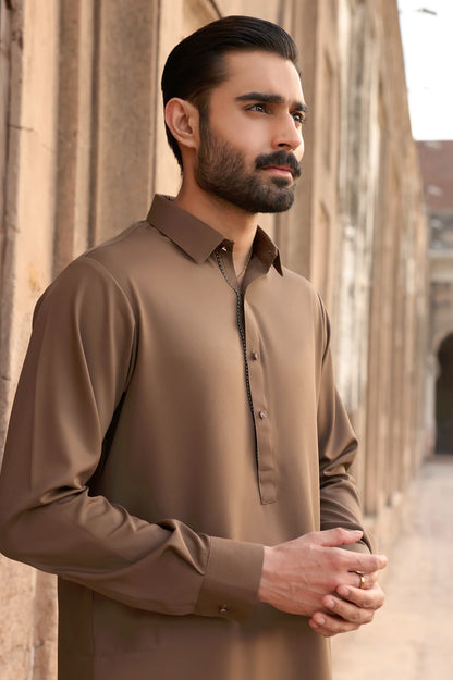 Brown Wash & Wear Shalwar Kameez