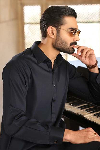 Navy Blue Wash & Wear Shalwar Kameez