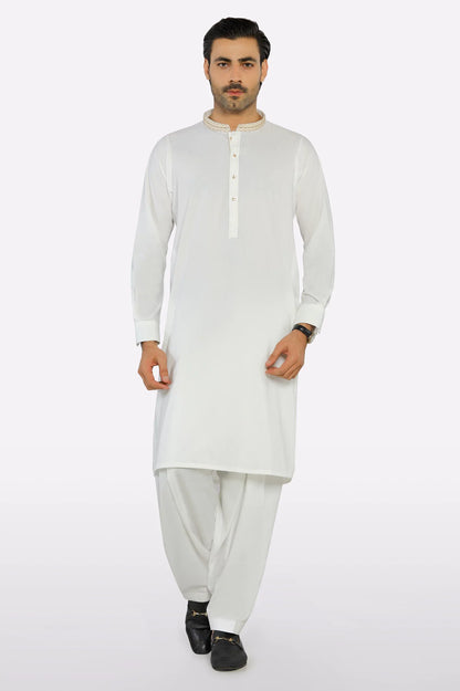 Off White Wash & Wear Shalwar Kameez