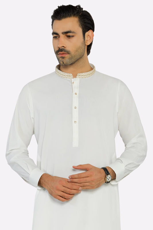 Off White Wash & Wear Shalwar Kameez