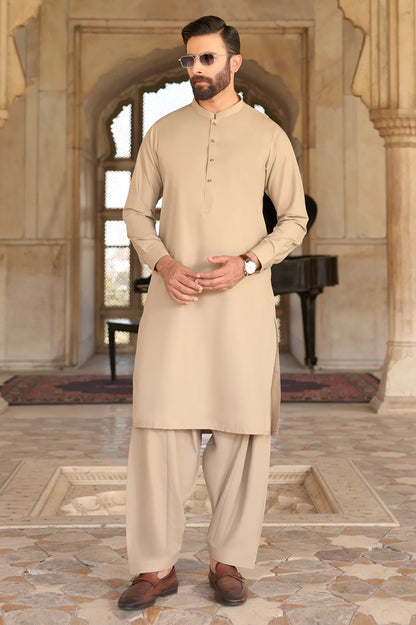 Fawn Wash & Wear Shalwar Kameez