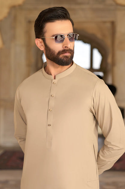 Fawn Wash & Wear Shalwar Kameez