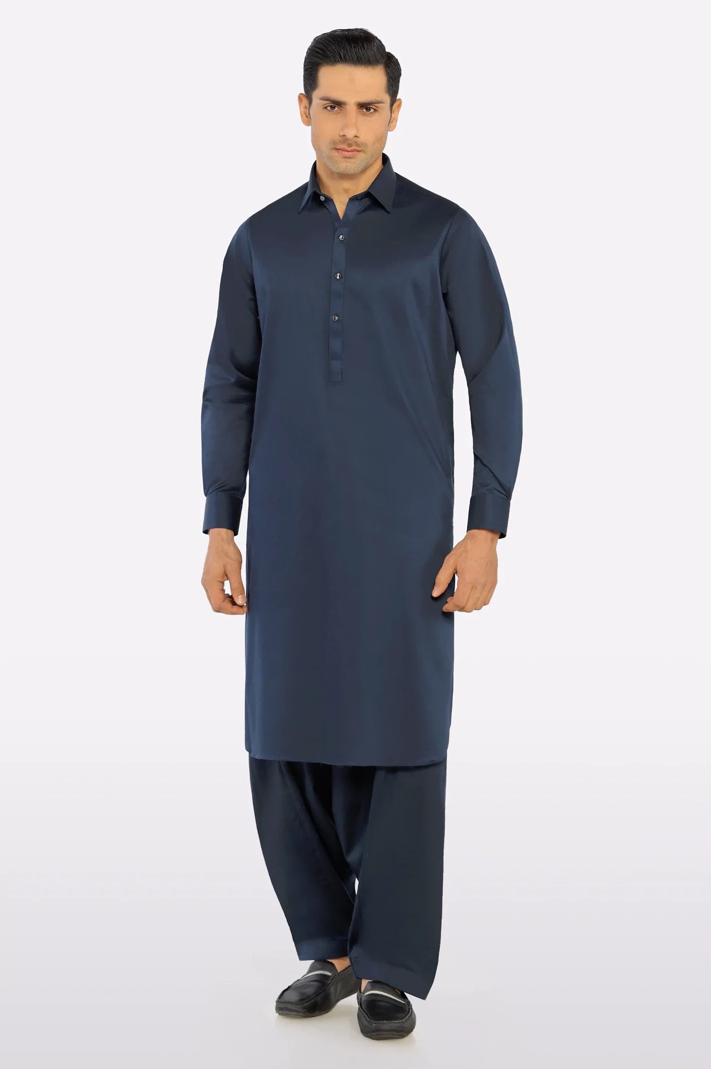 Navy Blue Cotton Shalwar Kameez