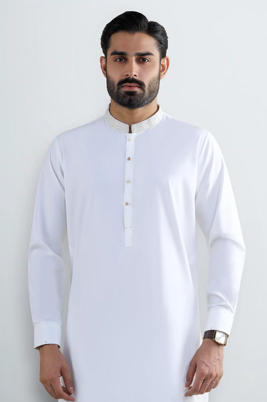 Off White Wash & Wear Shalwar Kameez
