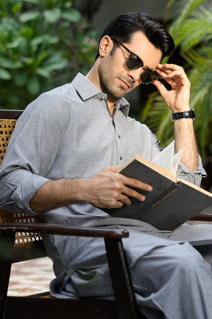 Light Grey Wash & Wear Shalwar Kameez