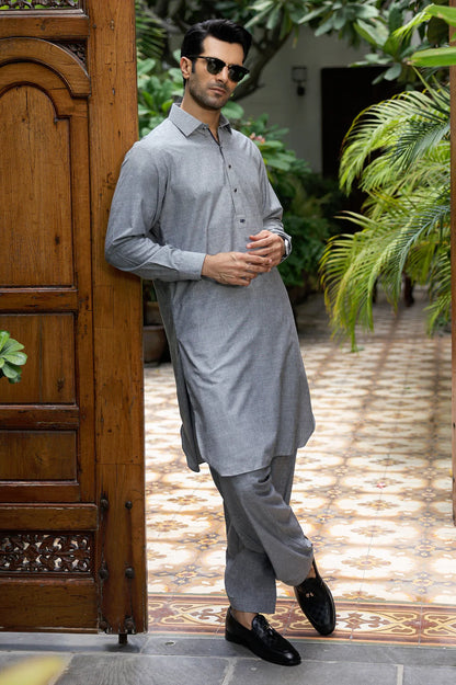 Light Grey Wash & Wear Shalwar Kameez