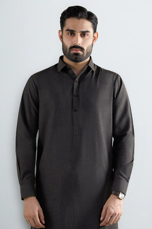 Dark Brown Wash & Wear Shalwar Kameez