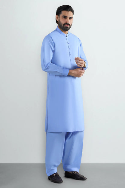 Sky Blue Cotton Shalwar Kameez