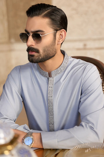 Light Grey Wash & Wear Shalwar Kameez