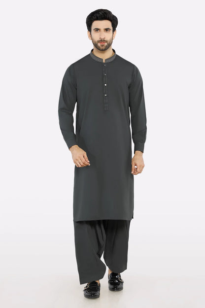 Dark Grey Wash & Wear Shalwar Kameez