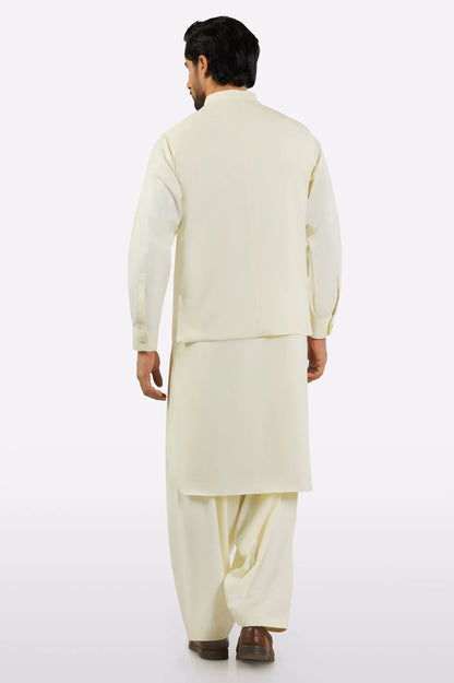 Cream Shalwar Kameez with Waistcoat