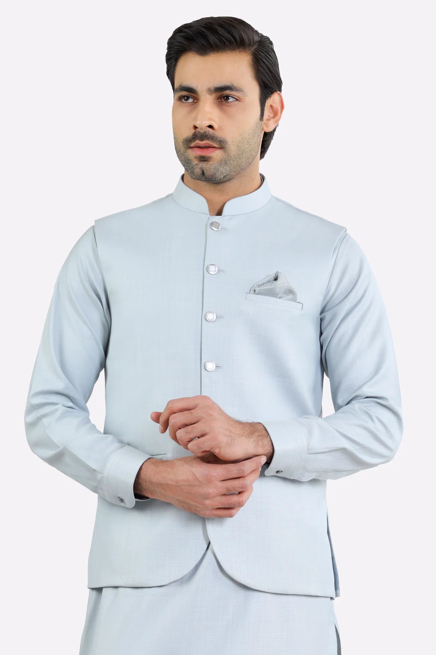 Blue Shalwar Kameez with Waistcoat