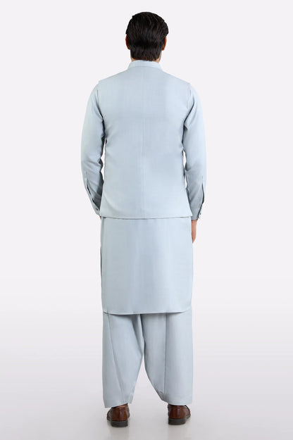 Blue Shalwar Kameez with Waistcoat