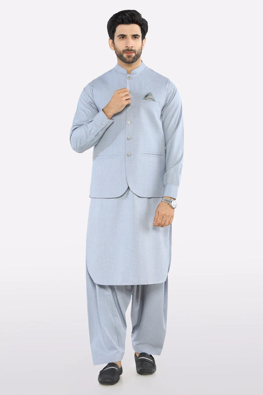 Grey Shalwar Kameez with Waistcoat