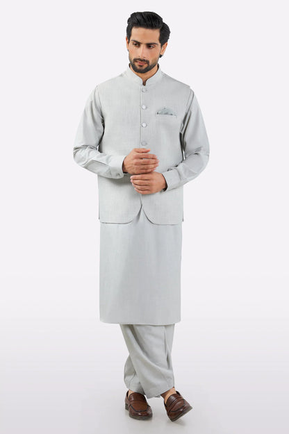 Light Grey Shalwar Kameez with Waistcoat