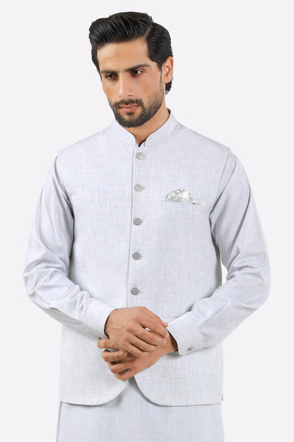 Off White Shalwar Kameez with Waistcoat