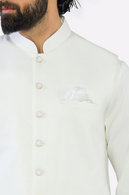 Cream Shalwar Kameez with Waistcoat