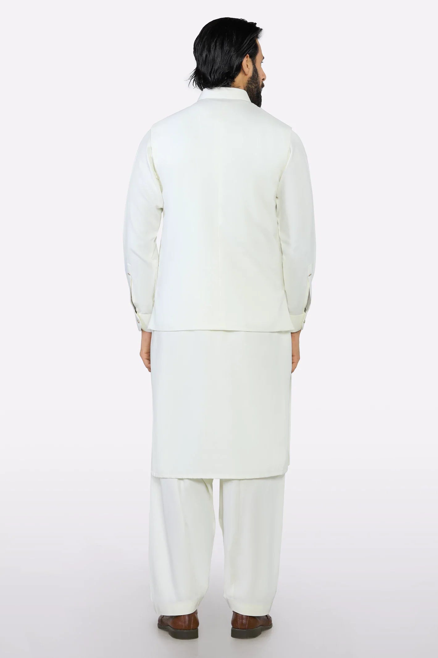 Cream Shalwar Kameez with Waistcoat