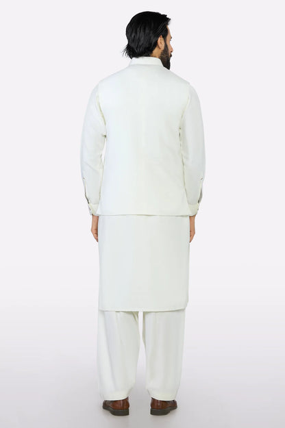 Cream Shalwar Kameez with Waistcoat