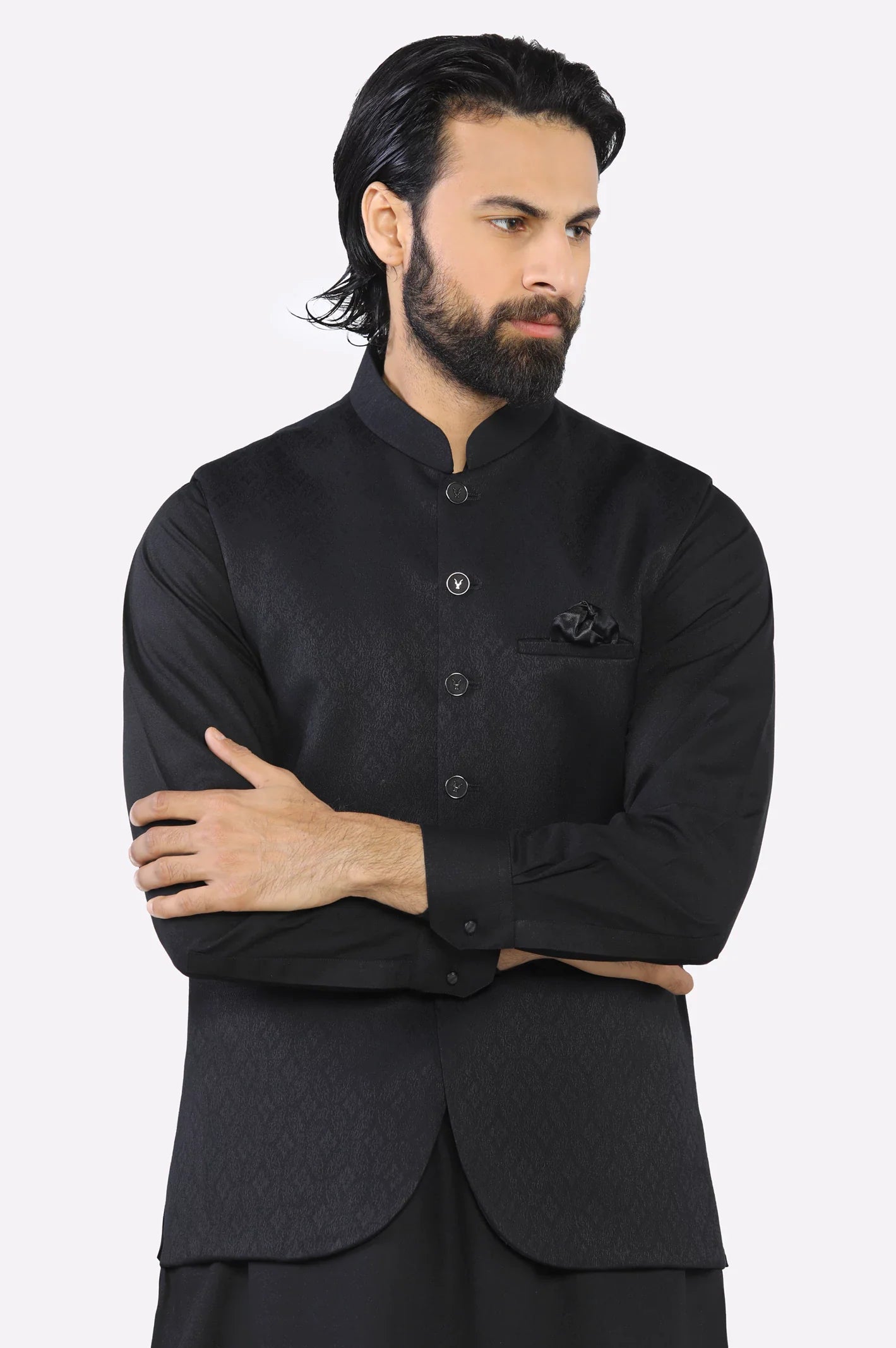 Black Shalwar Kameez with Waistcoat