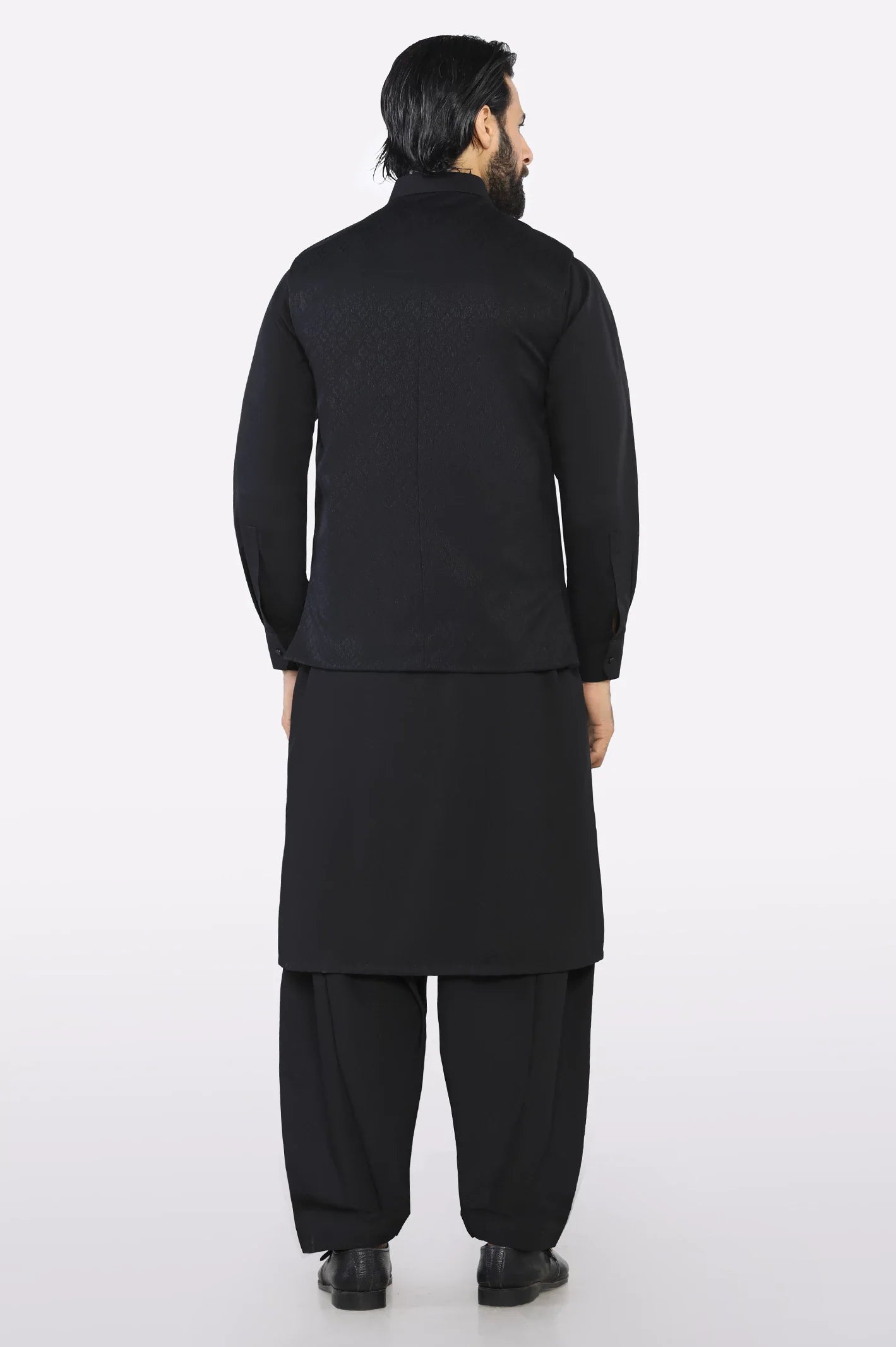 Black Shalwar Kameez with Waistcoat