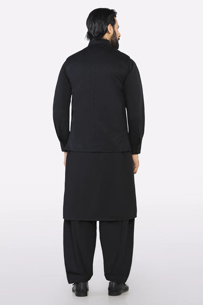 Black Shalwar Kameez with Waistcoat