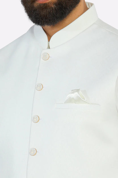 Off White Shalwar Kameez with Waistcoat