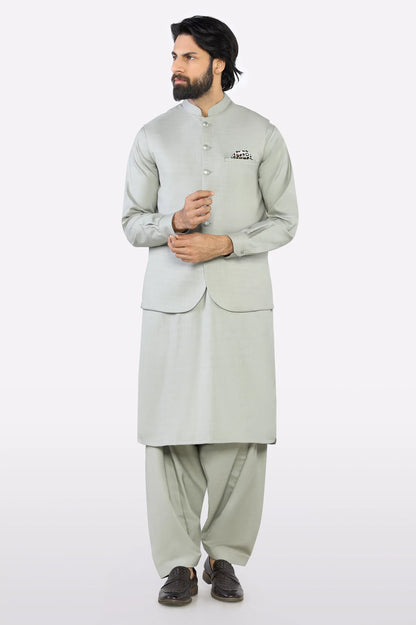 Light Green Shalwar Kameez with Waistcoat