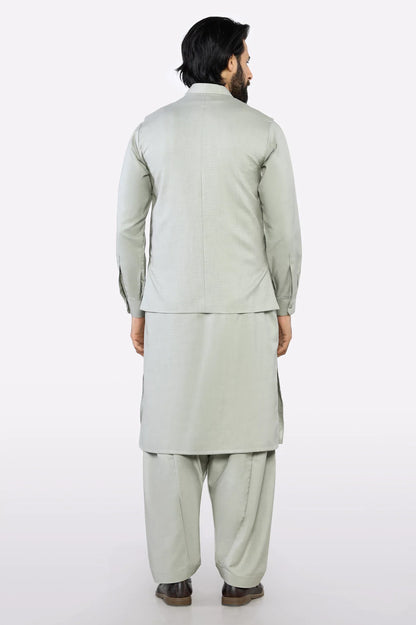 Light Green Shalwar Kameez with Waistcoat