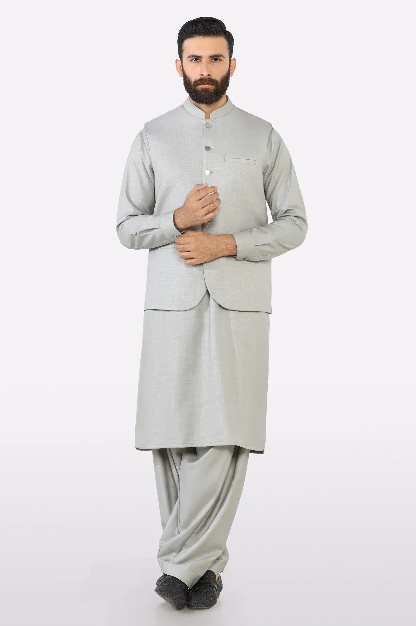 Beige Shalwar Kameez with Waistcoat