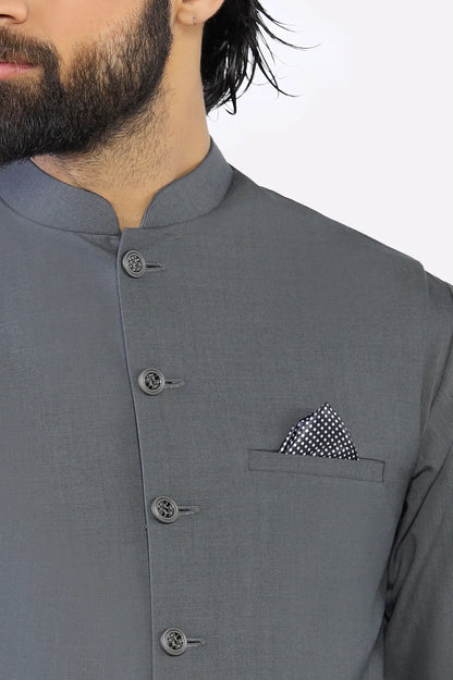 Dark Grey Shalwar Kameez with Waistcoat