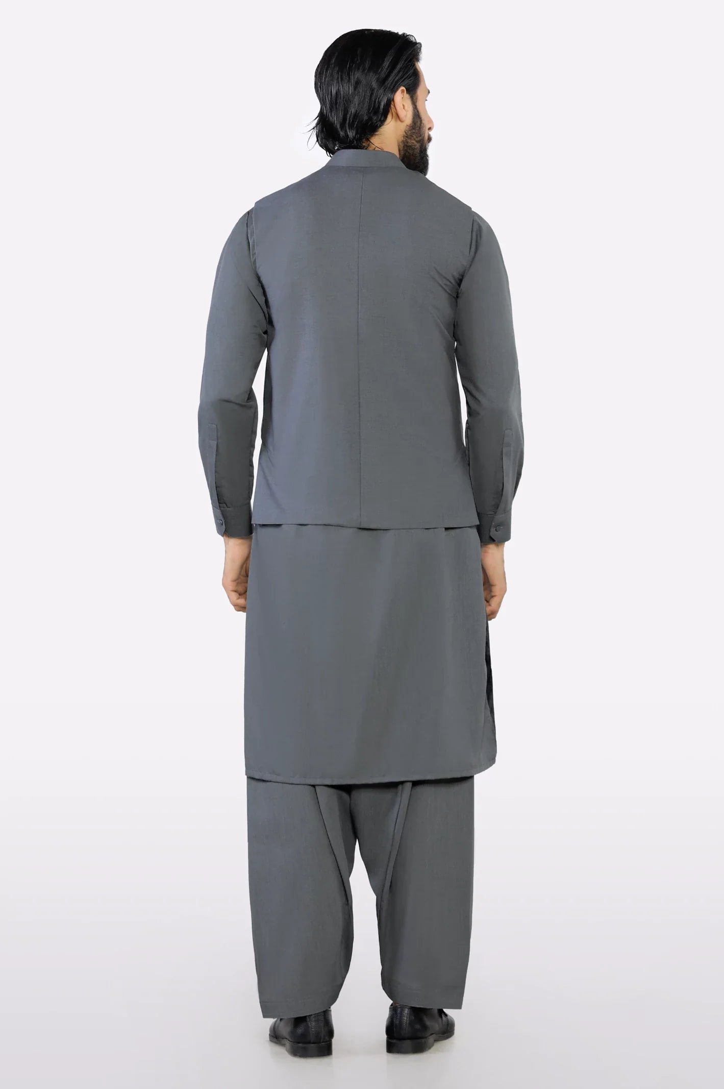Dark Grey Shalwar Kameez with Waistcoat