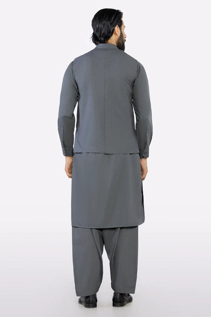 Dark Grey Shalwar Kameez with Waistcoat