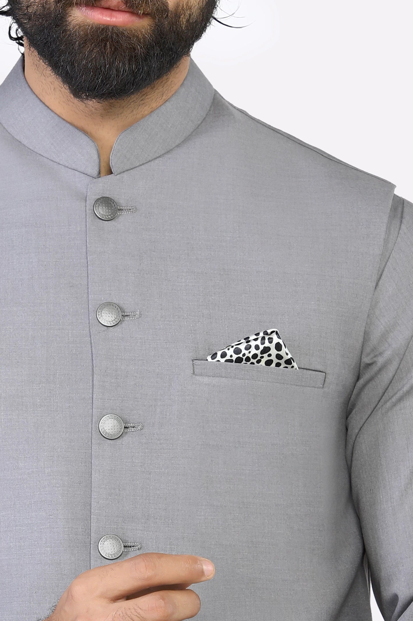 Light Grey Shalwar Kameez with Waistcoat