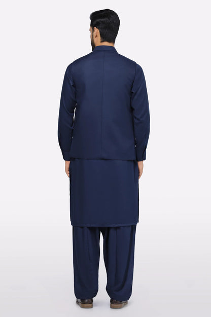 Dark Blue Shalwar Kameez with Waistcoat