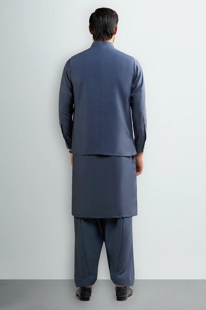 Grey Shalwar Kameez with Waistcoat