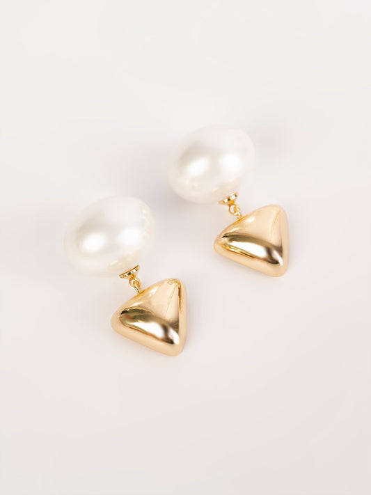 Triangle Pearl Earrings