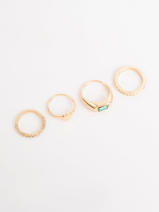 Emraled Stone Ring Set